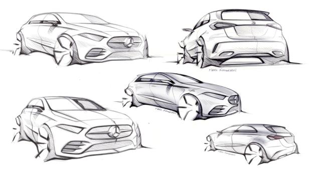 Designskizzen für die neue Mercedes A-Klasse