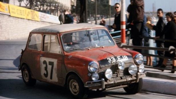 Hopkirk/Liddon bei der Rallye Monte Carlo 1964.